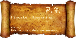 Pinczker Hieronima névjegykártya